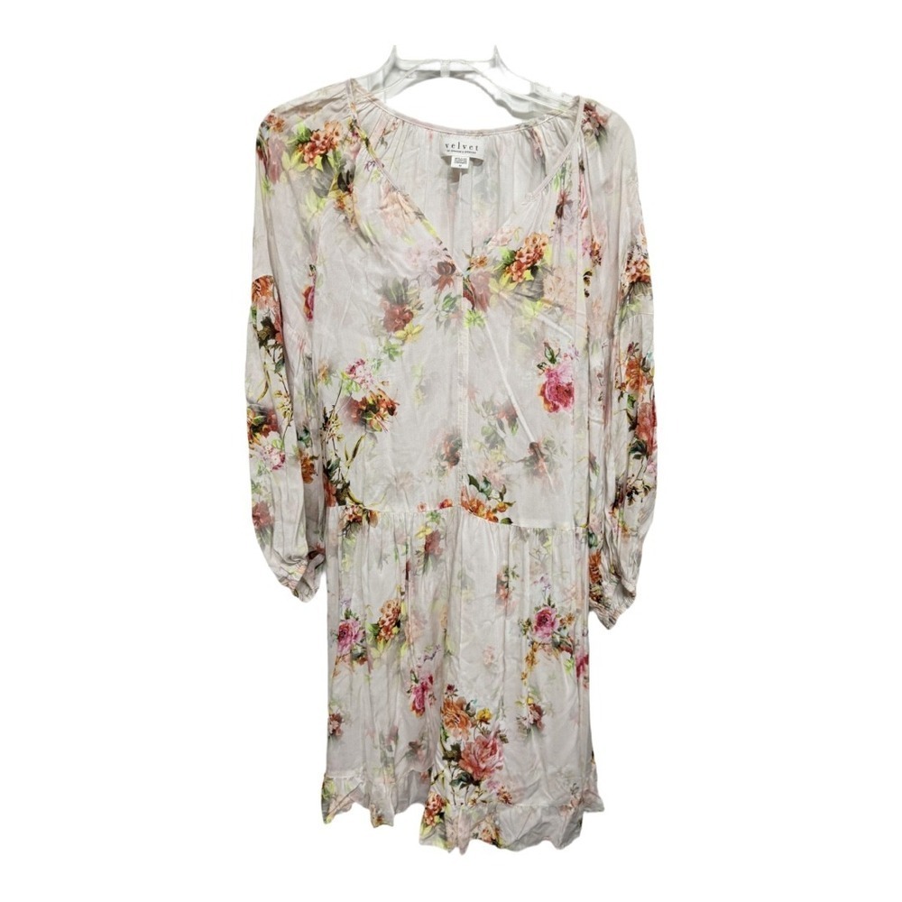 Velvet by Graham and Spencer Medium Floral Long Sleeve Flowy Dress NWT